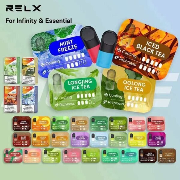 RELX INFINITY POD - VAPE SINGAPORE STORE The RELX INFINITY pods boast 30 unique flavors and two nicotine strengths, catering to diverse tastes. Enthusiasts seek the 5% nicotine like Classic Tobacco, Rich Tobacco, Smooth Tobacco, Lemon Mint, and Cool Mint. Beginners and light vapers can opt for the 0% nicotine of Menthol Extra or Watermelon. The remaining options offer a 3% nicotine level. Lastly, please note that Menthol Extra offers two choice of nicotine strengths: 0% and 5%. Watermelon offer 0% and 3% nicotine as well! Compatible with the RELX Infinity 2 Device, this pod supports 3 adjustable modes - Eco mode, Smooth mode, and Boost mode. Choose Eco mode for a lighter puff and longer battery life, or go for Smooth mode to experience an ultra-smooth taste. For a more intense puff, Boost mode offers a richer flavor and bigger clouds. Stock up on RELX Pod to experience your cravings anytime, anywhere. Specification : Nicotine : 3% / 5% Capacity : 2.5 ml per pod Package Included : 3 SP2 Pods in one box Available Flavour :  Iced Black Tea Mint Freeze 5% Oolong Ice Tea Lemon Ice Tea Hibiscus Ice Tea Longjing Ice Tea Green Grape Ice Lime Ice Watermelon Ice Strawberry Burst Tangy Grape Honeydew Melon Lychee Ice Fresh Peach Crisp Apple Pink Guava Thai Milk Tea Dark Sparkle Orange Sparkle Lime Sparkle Root Brew Jasmine Green Tea Ludou Ice Banana Freeze Taro Scoop Menthol Xtra 5% Lemon Mint 5% Rich Tobacco 5% Classic Tobacco 5% SG VAPE COD SAME DAY DELIVERY , CASH ON DELIVERY ONLY. TAKE BULK ORDER /MORE ORDER PLS CONTACT ME :  WhatsApp Us VIEW OUR DAILY NEWS INFORMATION : Telegram Channel