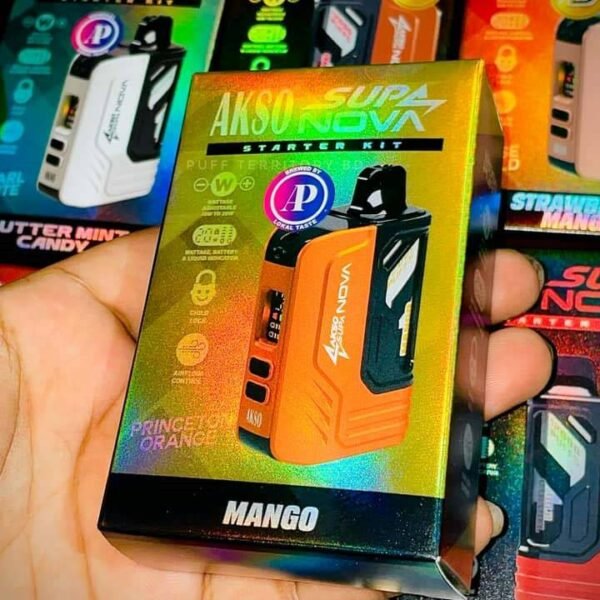 AKSO SUPA NOVA 12000 PUFFS DISPOSABLE - VAPE SINGAPORE STORE The AKSO SUPA NOVA 12000 PUFFS DISPOSABLE Ready stock in our sg singapore store online shop for same day delivery. Introducing the AKSO Supa Nova 12k closed pod disposable vape, crafted for flexibility and ease of use. It features adjustable wattage ranging from 10W to 20W, allowing users to customize their vaping experience. Safety is paramount with a child lock and a rechargeable battery equipped with anti-overcharge and auto cut-off systems. Monitoring your vape is simple with liquid and battery indicators, ensuring you're always informed. Adjust the airflow to your liking and enjoy up to 12,000 puffs per cartridge. Plus, it's compatible with cartridges from the Akso Supa Pro series, offering compatibility and versatility for vapers. Specifications : Puff: 12000 Puffs Nicotine Strength: 5% Adjustable wattage : 10W to 20W Liquid and battery indicator Charging Port: 650 mAh Rechargeable Type-C STARTER KIT Package Include : X1 AKSO NOVA 12K Battery Device X1 Prefilled Pod 12k Puffs CARTRIDGE Package Include : X1 Prefilled Pod 12k Puffs DEVICE Package Include : X1 Device Battery Available Device Color : Chili Red Neon Green Dark Violet Available Flavour : Ice Coffee Hazelnut Ice Lemon Cola Ice Grape Apple Ice Watermelon Ice Lemonade Ice Honeydew Melon Ice Energy Drink Ice Watermelon Gum Ice Strawberry Watermelon Rootbeer Strawberry Hami Melon Soda Berries Strawberry Banana Custard Pina Watermelon Strawberry Vanilla Tobacco Yam Cheese Coffeeko Butter Mint Candy Chocolate Mint Grape Gum Passion Grape Grape Honeydew Blackcurrant Passion Soursop Mango Apple Custard Nutty Tobacco Cranberry Grape Honeydew Strawberry Blueberry Kiwi Sirap Bandung Blackcurrant Watermelon Gummy Minty Gum Peanut Butter Toast Mango Passion Grape Strawberry Vanilla Custard Oat Crunch Strawberry Mango Milk Caramel Mango Lychee Longan SG VAPE COD SAME DAY DELIVERY , CASH ON DELIVERY ONLY. TAKE BULK ORDER /MORE ORDER PLS CONTACT ME :  WhatsApp Us VIEW OUR DAILY NEWS INFORMATION : Telegram Channel
