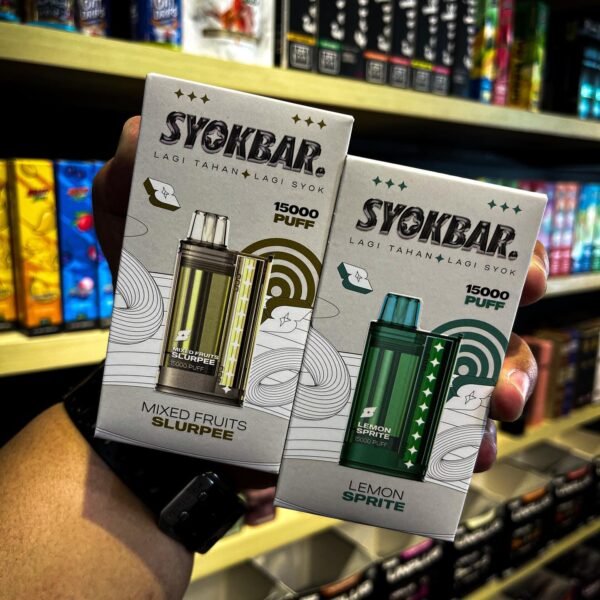 SYOKBAR 15000 PUFFS DISPOSABLE POD - VAPE SINGAPORE STORE The SYOKBAR 15000 PUFFS DISPOSABLE Ready stock in our sg singapore store online shop for same day delivery. Experience the first-ever disposable vape with a transparent tank, allowing you to easily view your liquid levels. This sleek and stylish device delivers powerful performance, featuring anti-leak technology and an LED display that shows battery life and liquid percentage. With Type-C fast charging, just an 8-minute charge will keep you vaping all day! While this device doesn’t have adjustable airflow, the factory settings are perfectly optimized for a smooth, satisfying vape every time. Try the Top 5 best seller flavour : Double Mango ,Sour Bubblegum ,Lemon Sprite ,Mixed Fruit Slurpee and Pink Guava. Specification : Puff : 15,000 Puffs Nicotine Strength : 5% Battery Capacity : 600 mAh Charging : Type C Fast Charging - (8 minute to last you the day) Available Flavour : Watermelon Slurpee Double Mango Mango Peach Watermelon Sour Apple Sour Plum Guava Sour Bubblegum Yacult Strawberry Kiwi Guava Watermelon Rybena Lychee Double Grape Sea Salt Lemon Strawberry Grapple Double Strawberry Lemon Sprite Mixed Fruit Slurpee Strawberry Honeydew Sunkiss Orange Pink Guava Apple Orange Strawberry SG VAPE COD SAME DAY DELIVERY , CASH ON DELIVERY ONLY. TAKE BULK ORDER /MORE ORDER PLS CONTACT ME :  WhatsApp Us VIEW OUR DAILY NEWS INFORMATION : Telegram Channel