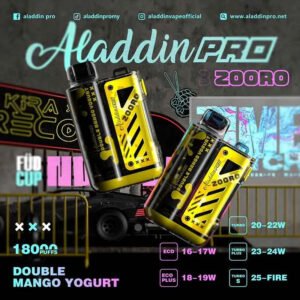 ALADDIN PRO ZOORO 18000 PUFFS DISPOSABLE POD - VAPE SINGAPORE STORE The Aladdin Pro Zooro 18000 Puffs Disposable Vape Ready stock in our sg singapore store online shop for same day delivery. Elevate your vaping journey with the Aladdin Zooro 18k Puffs, a next-generation disposable vape device designed for ultimate convenience, performance, and style. Featuring a massive 18,000 puffs, five customizable modes, and a range of exquisite flavors, this device is the perfect solution for vapers seeking variety and a long-lasting experience. With 18000 puffs, thisdevice offers unmatched longevity It's designed to accompany you throughextended vaping sessions, making it idealfor travel, work, or leisure. Customizable Modes for Every Mood: The Aladdin Pro Zooro boasts five advanced vaping modes: ECO Mode (16-17W): Perfect for those who prefer a subtle and smooth vape. ECO PLUS (18-19W): Strikes the balance between flavor and vapor production. TURBO (20-22W): Enhanced power for bold flavor and satisfying clouds. TURBO PLUS (23-24W): Delivers intense flavor and increased vapor density. TURBO S (25+FIRE): For maximum power and a robust vaping experience. Switch effortlessly between modes to suit your preferences, ensuring every puff is just the way you like it. Rechargeable Convenience Never worry about running out of battery. The Type-C rechargeable design ensures quick and reliable charging, keeping your device ready for use whenever you need it. Why Choose Aladdin Pro Zooro? High Puff Count: Ideal for long-term use without frequent replacements. Flavor Variety: Offers options to suit every craving and preference. Customizable Modes: Advanced technology to tailor your vaping experience. Rechargeable Design: Eco-friendly and economical, ensuring zero waste. All-in-One Solution: Comes with two prefilled flavors and a starter kit in one package. HowtoUse Unbox Your Kit: Includes the starter device and two prefilled pods. Choose Your Mode: Select your desired mode for the optimal experience. Enjoy the Flavors: Start vaping to experience rich and consistent flavors. Recharge as Needed: Use the Type-C port for quick and efficient charging. Available Flavour : Berries Yogurt Double Grape Double Honeydew Double Mango Double Mango Yogurt Funta Grape Grape Slurpee Kiwi Mango Watermelon Mango Slurpee Popcorn Caramel Sour Bubblegum Strawberry Blackcurrant Strawberry Cheese Cake Strawberry Vanilla Taro Yam SG VAPE COD SAME DAY DELIVERY , CASH ON DELIVERY ONLY. TAKE BULK ORDER /MORE ORDER PLS CONTACT SELLER :  WhatsApp Us
