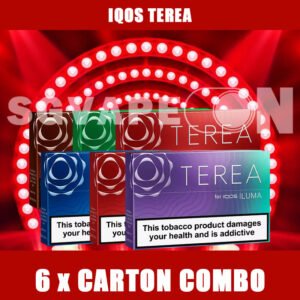 6 CARTON IQOS TEREA COMBO SET - Ready Stock in SINGAPORE | Fast delivery We Offer IQOS Terea 6 Carton Set Good Price and free delivery Now, available in Singapore with same-day delivery from SG Vape On, TEREA comes in 16 uniquely blended flavors, from icy menthols to rich, fruity or classic tobacco tones. Looking for the perfect IQOS companion? Explore the latest generation of TEREA HeatSticks, expertly engineered for the IQOS ILUMA series, including ILUMA ONE and ILUMA PRIME. What’s Inside the Box? 1 carton = 10 packs 1 pack = 20 sticks Total = 200 sticks What’s Mean Combo set? 6 CARTON IQOS TEREA 6 CARTON = 60 Pack Free Delivery, Just Order! TEREA Flavor Available : Menthol & Cooling Flavors- Black Green – Intense icy menthol paired with mellow tobacco and green fruit aroma(Best Seller#1) Purple Wave – Smooth tobacco base with dark berry and crisp menthol twist Blue – Deep menthol hit with peppermint for bold freshness Turquoise – Balanced cooling with toasted tobacco and subtle citrus Green – Mint-forward with zesty freshness and smooth tobacco base Bright Wave – Menthol-heavy with green fruit undertones Classic Tobacco Profiles- Amber – Mellow tobacco with nutty and woody hints, ideal for ex-HEETS Amber fans Russet – Strongest tobacco flavor, rich and malty with dark toast tones Sienna – Toasted blend with mild tea notes and a smooth woody finish Bronze – Full-bodied tobacco with cocoa and dried fruit complexity Zing Wave – Roasted flavor with light wood and nut aroma Apricity – Subtle mid-strength blend, woody and softly aromatic Fruity / Floral & Capsule Flavors- Yugen – Floral and fruity top notes with a refreshing aftertaste Auburn – Indonesian clove blended with vanilla and yellow fruits Berrine – Delicate floral and fruity notes with cool menthol and clove Mulint – A cool blend of floral, purple/blue fruit notes and menthol Oasis Pearl (capsule) – Light tobacco base with creamy tropical fruit; click for a burst of passionfruit coolness Sun Pearl (capsule) – Toasted blend with herbal spice; click to release watermelon menthol freshness Fast Same-Day Vape Delivery in SG COD only — Pay cash when your order arrives! 💬 Buying More? Bulk Orders Welcome! Message the seller directly via [WhatsApp Us] for faster arrangement. 📲 Don’t Miss Out! Get daily product news and promo updates — [Join Our Telegram Channel].